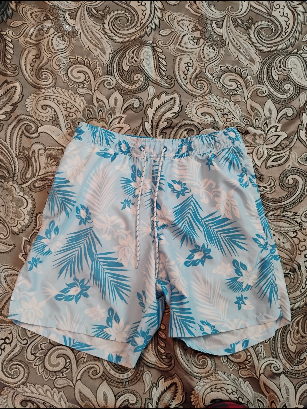 Mens Goodfellow & Co Light Blue Tropical Swim Shorts Size M